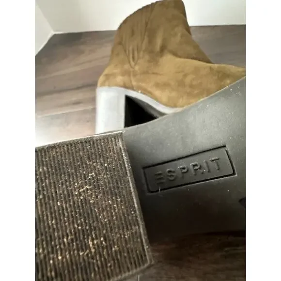 Esprit Brown Reina Pointed Toe Pull On Mid Calf Stacked Heel Boots Size 10 - Picture 7 of 11